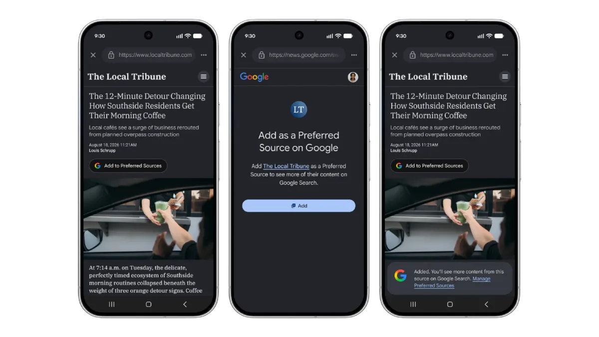 Google Launches Preferred Sources Button for Publishers
