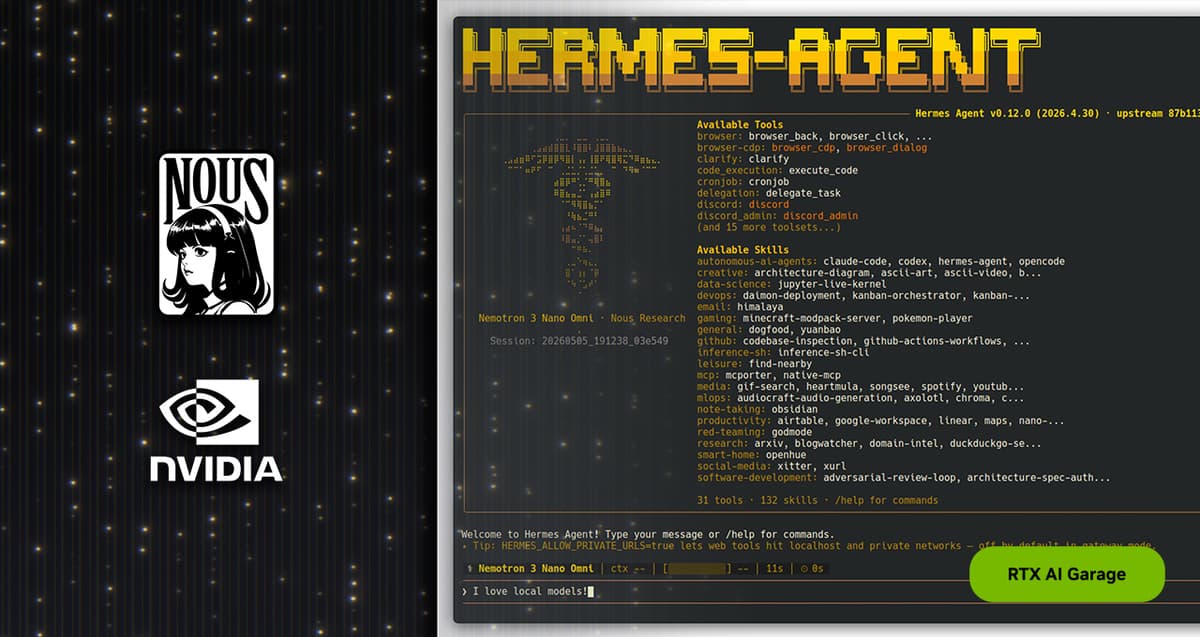 NVIDIA RTX Hardware Powers Hermes Agent for Agentic AI Workflows