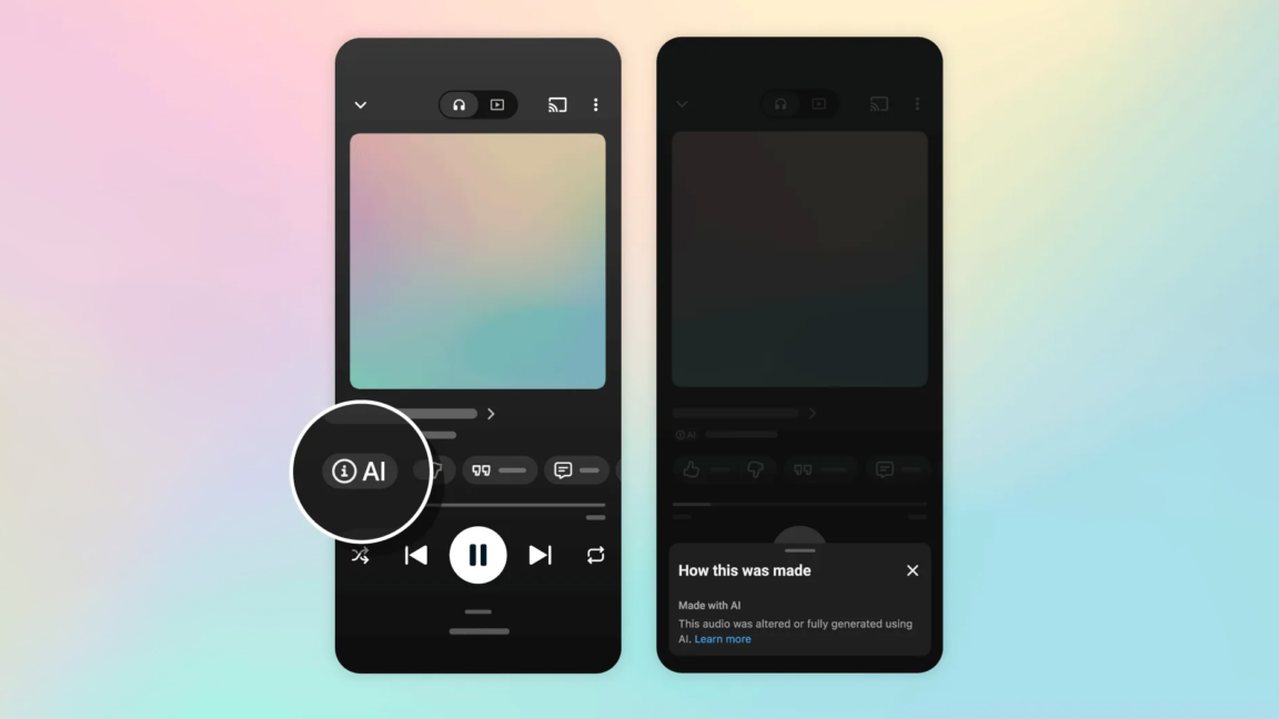 YouTube Music labels AI-generated songs