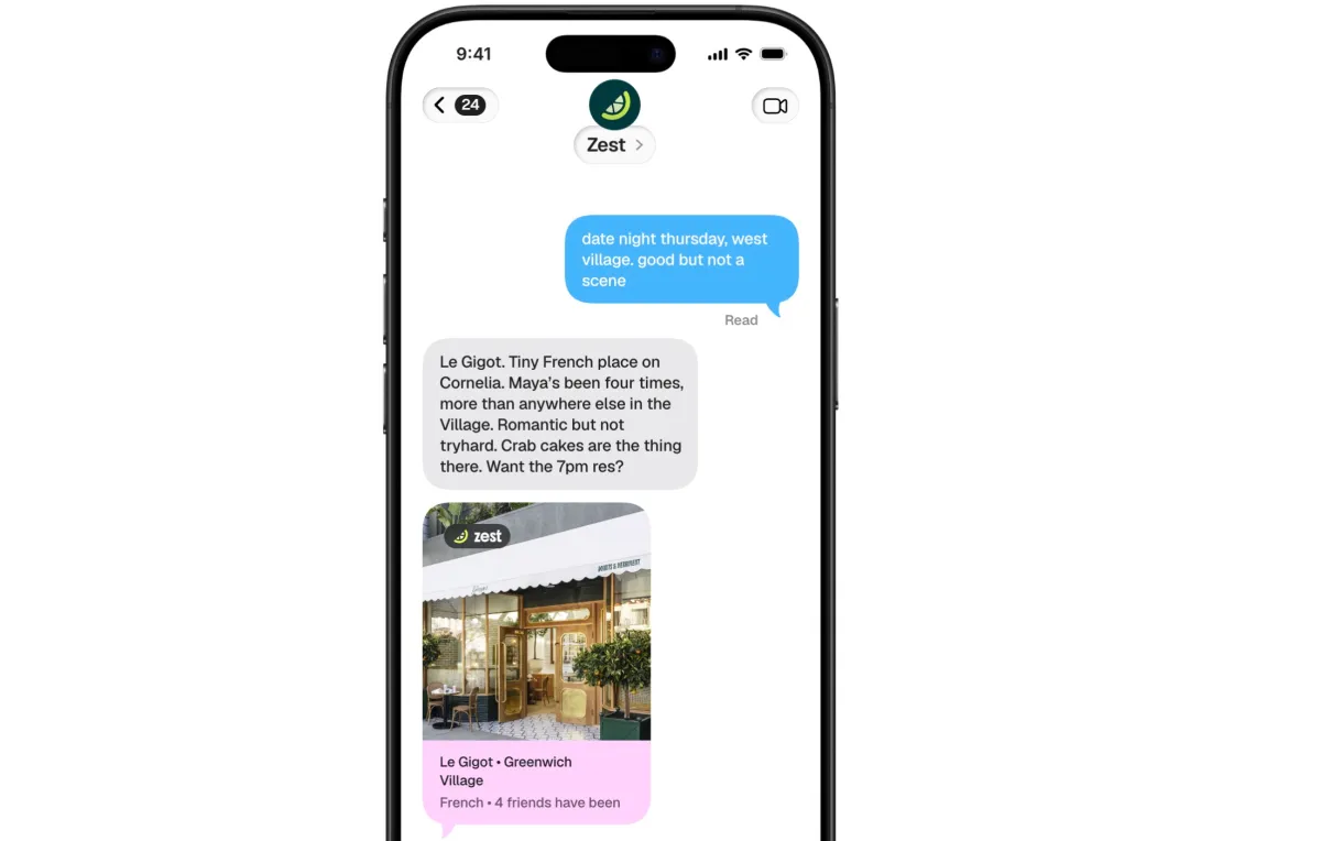 Zest Launches AI Concierge for Restaurant Reservations via Text
