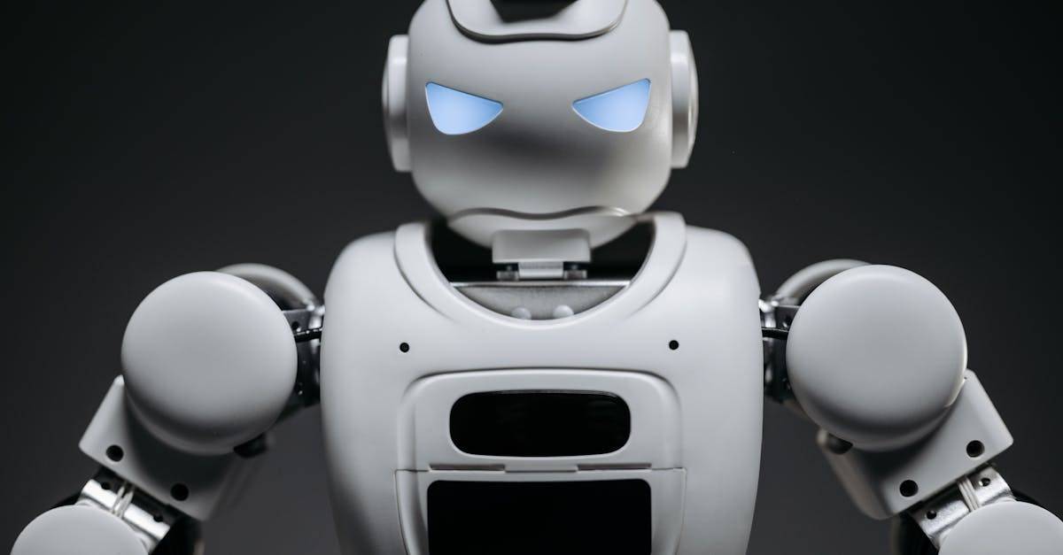 Detailed studio shot of a modern robotic toy with a dark background, showcasing technological design.