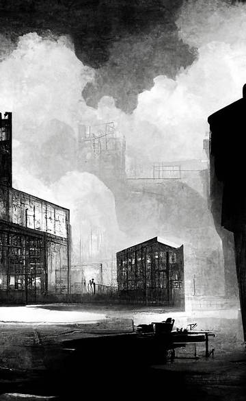 Midjourney: 25 variations of an industrial warehouse