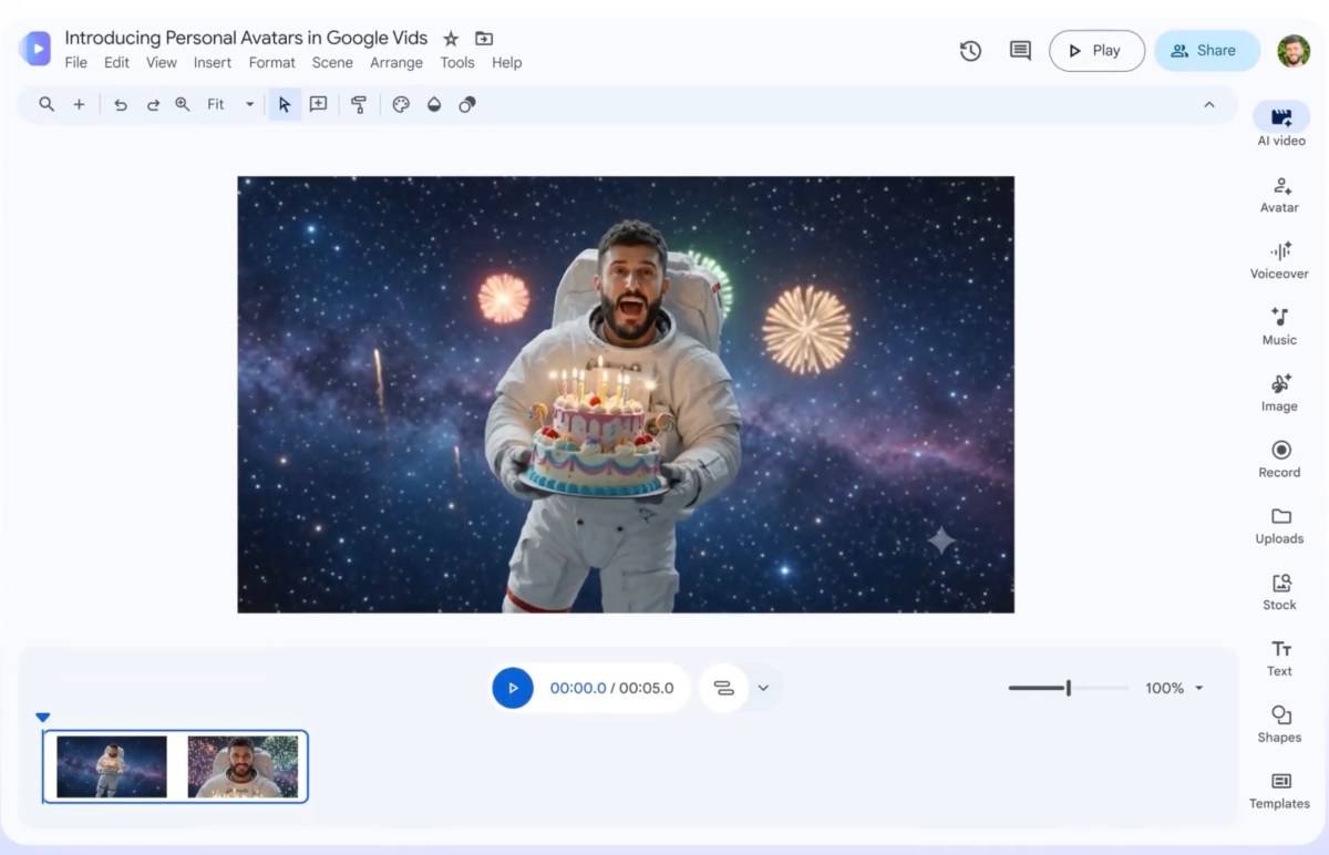 Google Vids Update Lets Users Star in AI Videos