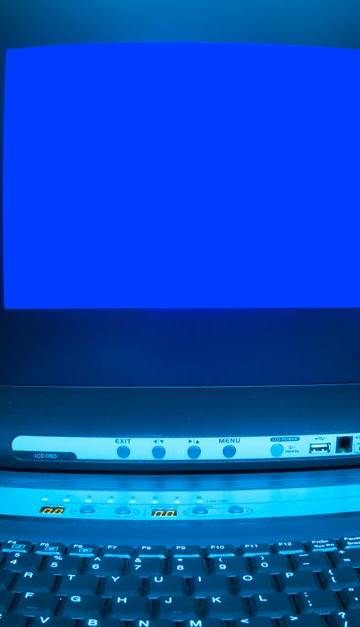 Close-up of a blue screen error shown on a data center control terminal.