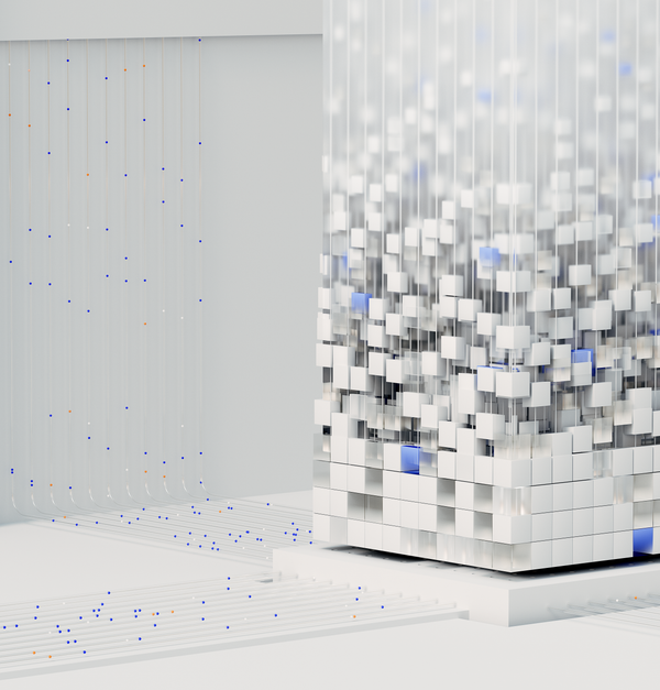 Abstract 3D render visualizing artificial intelligence and neural networks in digital form.