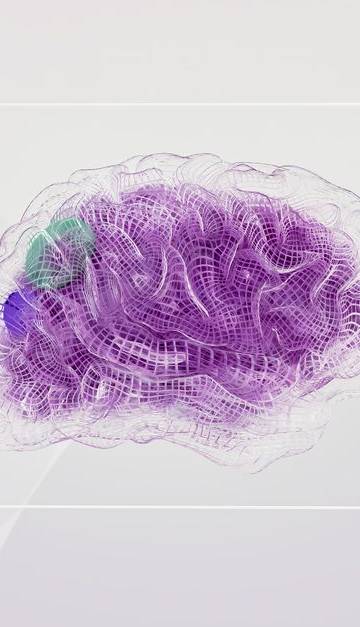 3D rendered abstract design featuring a digital brain visual with vibrant colors.
